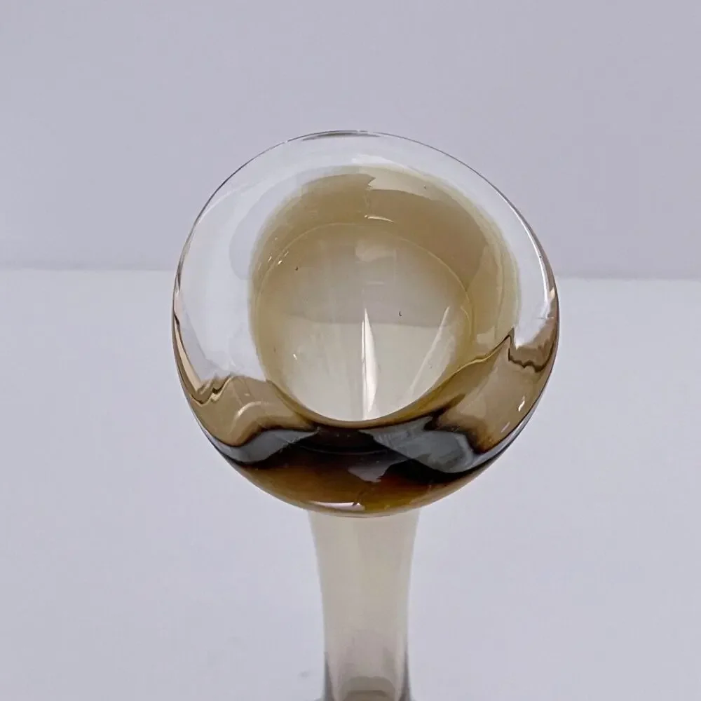 Aseda Glasbruk Sweden Amber Art Glass Vase with Controlled Bubbles Base Vintage
